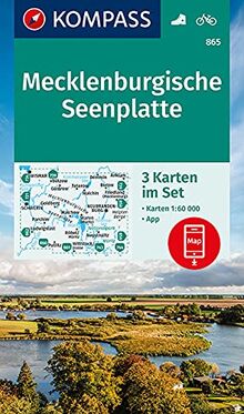 KOMPASS Wanderkarte Mecklenburgische Seenplatte: 3 Wanderkarten 1:60000 im Set inklusive Karte zur offline Verwendung in der KOMPASS-App. Fahrradfahren. (KOMPASS-Wanderkarten, Band 865)