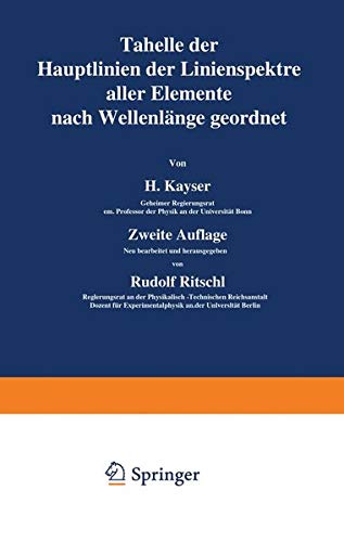 Tabelle der Hauptlinien der Linienspektre aller Elemente nach Wellenlänge geordnet (German Edition)
