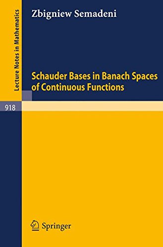 Schauder Bases in Banach Spaces of Continuous Functions (Lecture Notes in Mathematics, Band 918)
