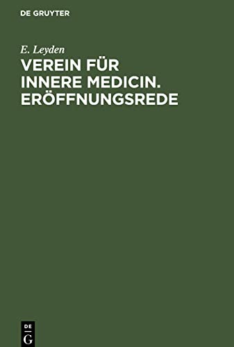 Verein für innere Medicin. Eröffnungsrede: Ersten Sitzung der Wintershalbjahres am 18. October 1886