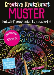 Kratzbilder für Kinder: Kreative Kratzkunst: Muster: Set mit 10 Kratzbildern, Anleitungsbuch und Holzstift | Malset mit Kratzbildern für Kinder ab 5 Jahren