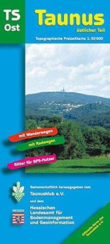 "Topographische Freizeitkarten 1:50000 Hessen. Sonderblattschnitte auf der Grundlage der Topographischen Karte 1:50000 (Freizeitregionen); mit ... und Radwegen, Gitter für GPS-Nutzer