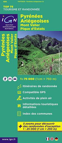 IGN 75 000 Touristische Wanderkarte 20 Pyréneés-Ariégeoises: Mont Valier. Pique d'Estats (Ign Map)