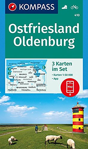 Kompass-Karten GmbH Ostfriesland, Oldenburg, 3 Wanderkarten 1, 50000 Im Set Inklusive Karte Zur Offline Verwendung In Der Kompass-App. Fahrradfahren.