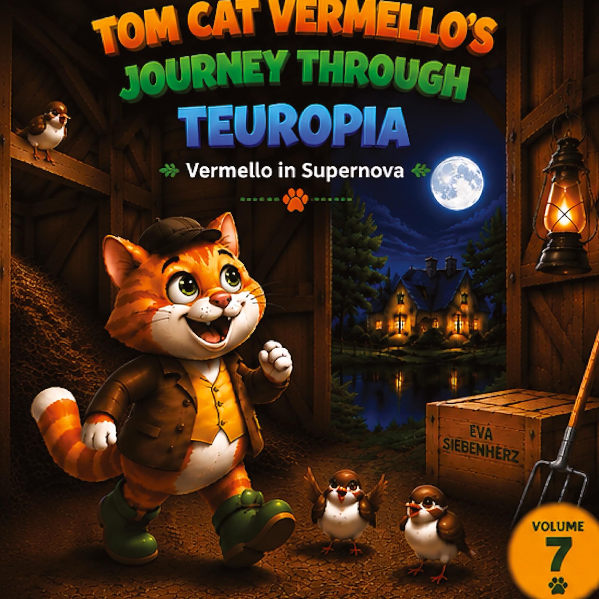 Vermello in Supernova, humorous and child-friendly cat stories presented as a picture book and read-aloud book in 14 chapters, available as individual volumes