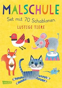 Malschule: Set mit 70 Schablonen: Lustige Tiere: Malen lernen für Kinder