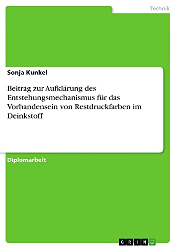 Beitrag zur Aufklärung des Entstehungsmechanismus für das Vorhandensein von Restdruckfarben im Deinkstoff