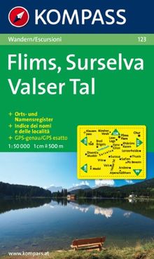 Flims / Surselva / Valser Tal 1 : 50 000: Wanderkarte mit Orts- und Namensregister. GPS-genau. 1:50000