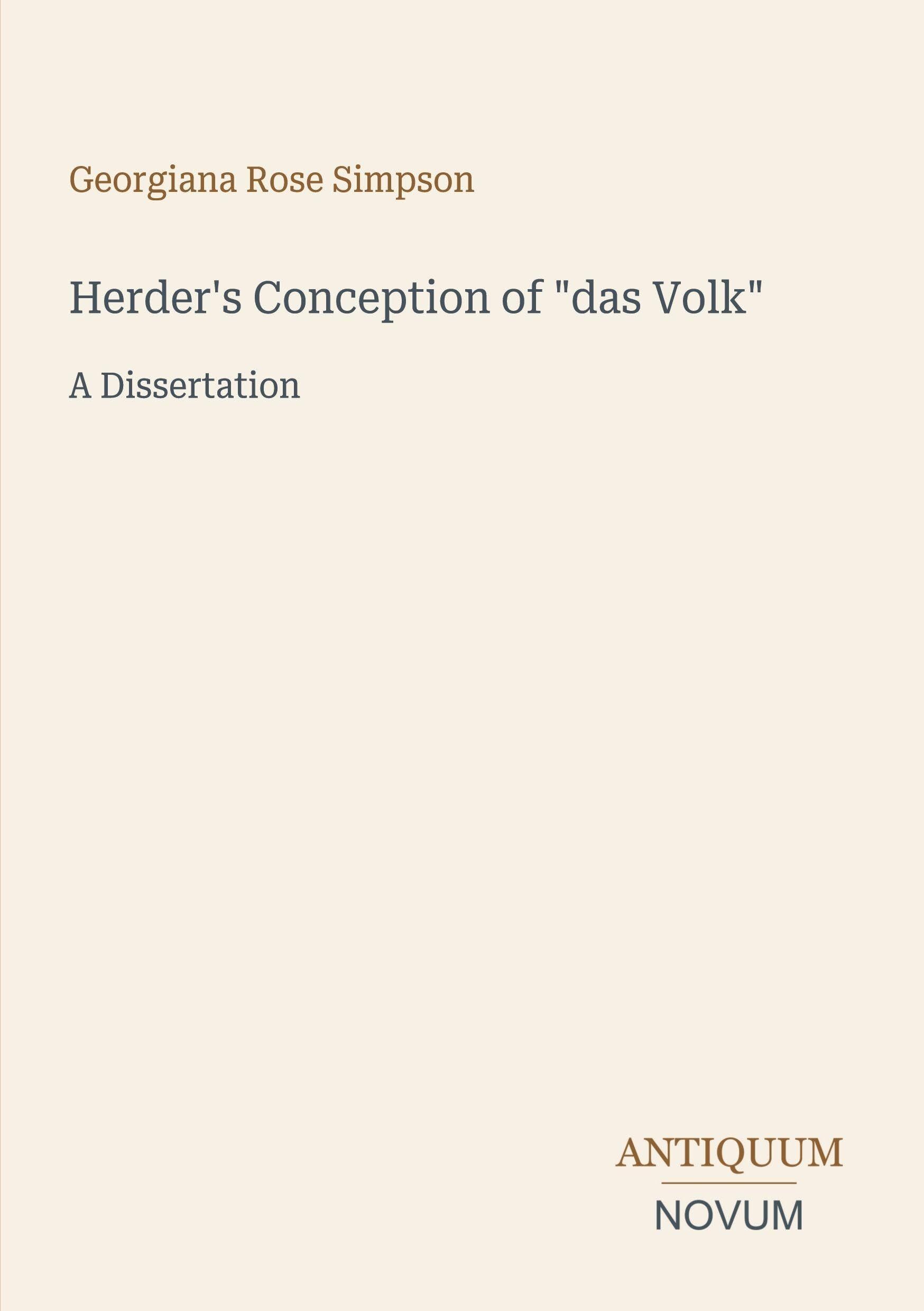 Herder's Conception of das Volk