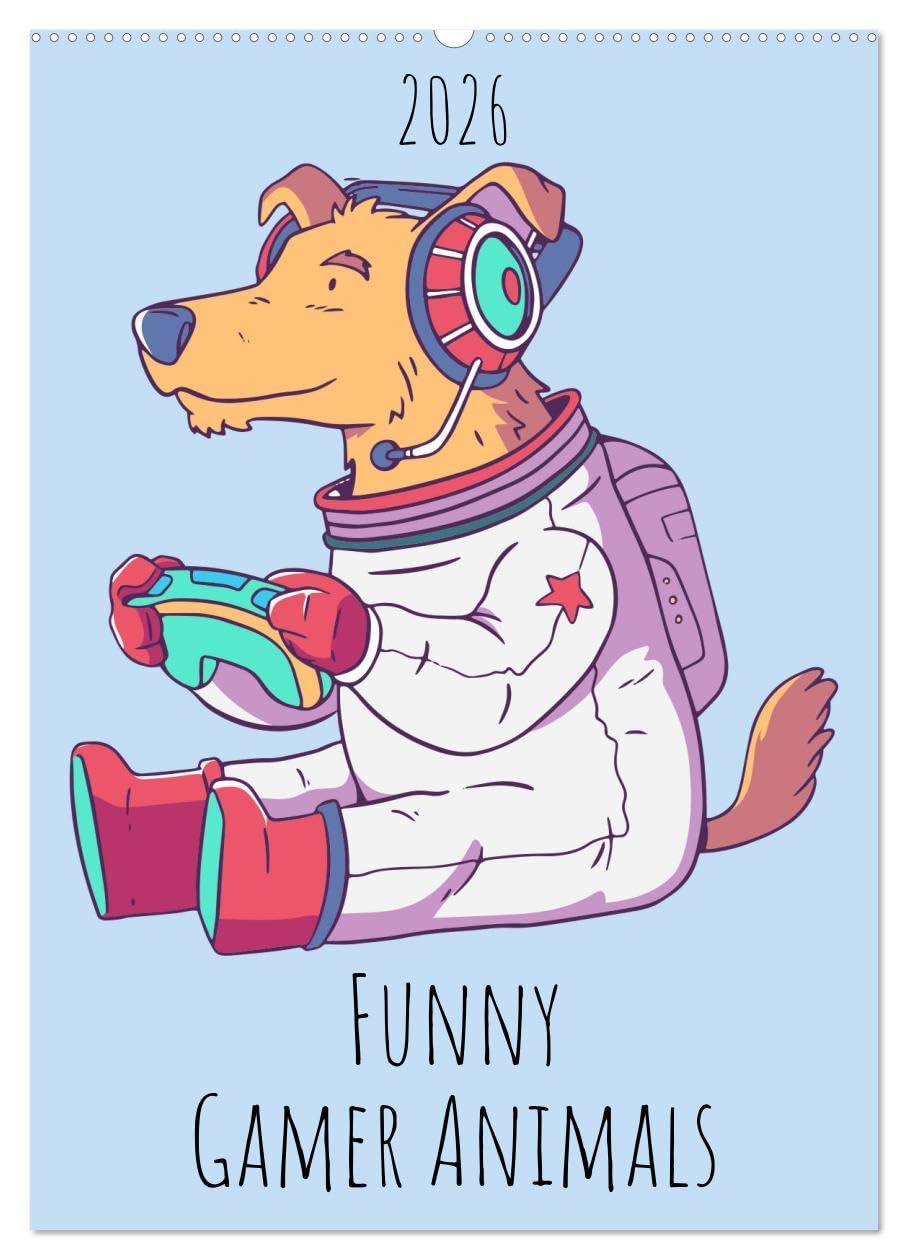 Funny Gamer Animals (Wall Calendar 2026 DIN A2 portrait), CALVENDO 12 Month Wall Calendar: A year-round gaming adventure with cute little animals playing on consoles.