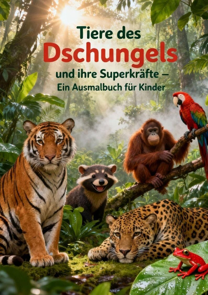 Das große Ausmal- & Lernbuch: Tiere des Dschungels und ihre Superkräfte