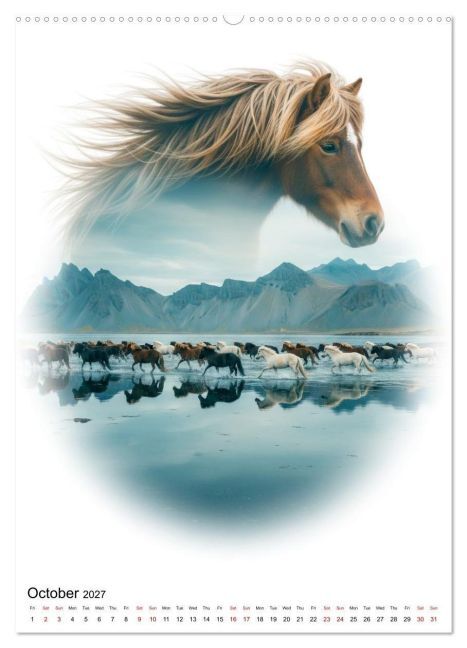 Horizon Horses (High Quality Premium Wall Calendar 2027 DIN A2 portrait),CALVENDO 12 Month Wall Calendar