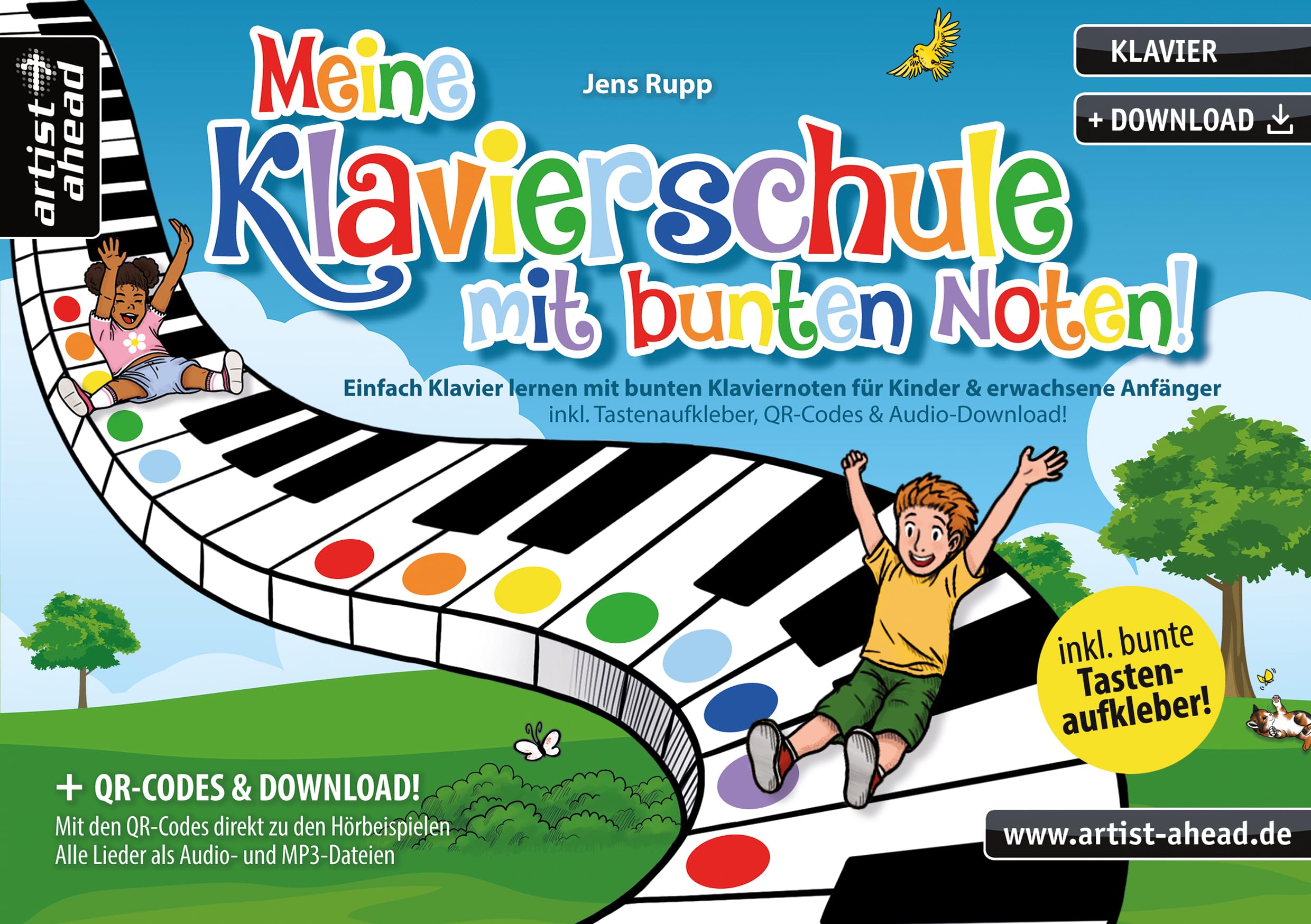 Meine Klavierschule mit bunten Noten! Einfach Klavier lernen mit bunten Klaviernoten für Kinder & erwachsene Anfänger (inkl. Tastenaufkleber, QR-Codes & Audio-Download). Bunte Noten. Piano