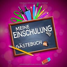 Meine Einschulung Gästebuch: Einschulungsgeschenk für Mädchen zum Schulanfang, als Geschenk für die Schultüte, Erinnerungsalbum und Deko (pink)