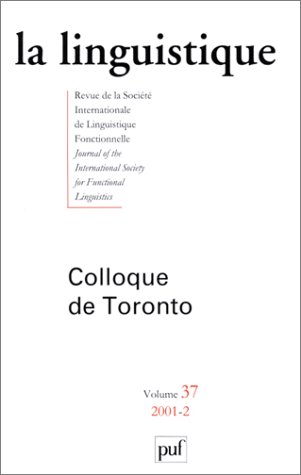 La Linguistique Nø2 2001