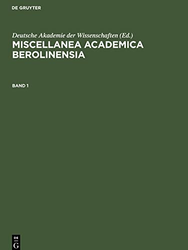 Miscellanea Academica Berolinensia, Band 1, Miscellanea Academica Berolinensia Band 1