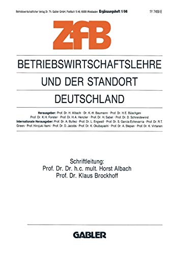 Betriebswirtschaftslehre und der Standort Deutschland (Zeitschrift für Betriebswirtschaft) (German Edition) (Zeitschrift für Betriebswirtschaft (3/93))