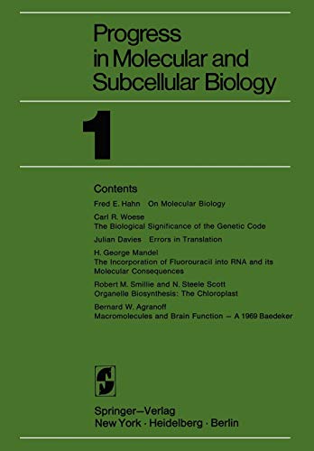 Progress in Molecular and Subcellular Biology (Progress in Molecular and Subcellular Biology, 1, Band 1)