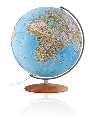 National Geographic Fusion 3702 classic: Leuchtglobus 37 cm, handkaschiert, Edelstahlmeridian, Eichenholzfuß (Klassischer Globus)