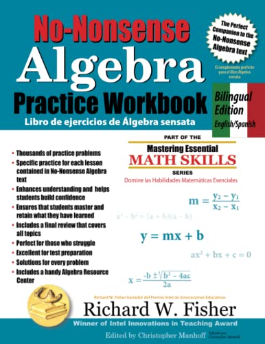 No-Nonsense Algebra Practice Workbook: Bilingual Edition, English-Spanish (Stepping Stones to Proficiency in Algebra - Bilingual English/Spanish, Band 5)