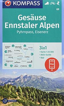 Gesäuse, Ennstaler Alpen, Pyhrnpass, Eisenerz: 3in1 Wanderkarte 1:35000 mit Aktiv Guide inklusive Karte zur offline Verwendung in der KOMPASS-App. ... Skitouren. (KOMPASS-Wanderkarten, Band 69)