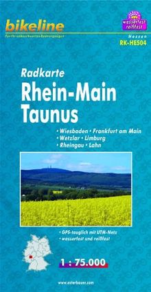 Bikeline Radkarte: Rhein-Main Taunus, Wiesbaden - Frankfurt/Main - Wetzlar - Limburg - Rheingau - Lahn, RK-HES04. 1 : 75.000, wasserfest/reißfest, GPS-tauglich mit UTM-Netz zum Download