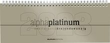 Tisch-Querkalender alpha platinum 2023 - Büro-Planer 29,7x10,5 cm - Tisch-Kalender - 1 Woche 2 Seiten - platin - Ringbindung - Alpha Edition