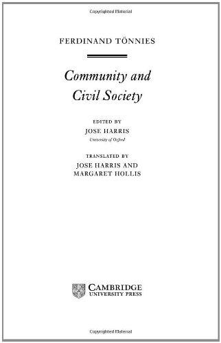 Tönnies: Community and Civil Society (Cambridge Texts in the History of Political Thought)