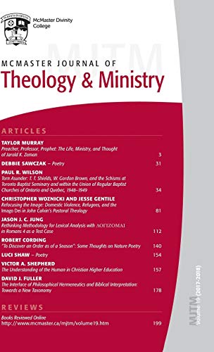 McMaster Journal of Theology and Ministry: Volume 19, 2016-2017