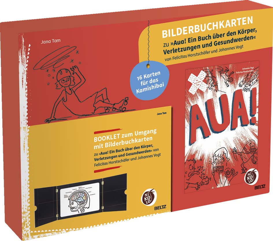 Bilderbuchkarten »Aua! Ein Buch über den Körper, Verletzungen und Gesundwerden« von Felicitas Horstschäfer und Johannes Vogt: 16 Karten für das ... Umgang mit Bilderbuchkarten (Beltz Nikolo)