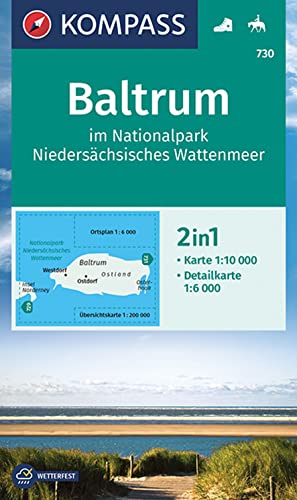KOMPASS Wanderkarte 730 Baltrum im Nationalpark Niedersächsisches Wattenmeer 1:10000: Mit Ortsplan, Aktiv Guide u. Reitwegen. GPS-genau (KOMPASS-Wanderkarten, Band 730)