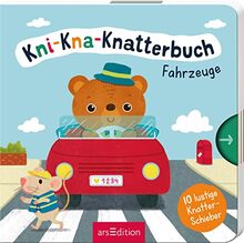 Kni-Kna-Knatterbuch - Fahrzeuge: Mit 10 lustigen Knatter-Schiebern | Hochwertiges Pappbilderbuch mit spannenden Schiebern und mechanischem Sound für Kinder ab 12 Monaten