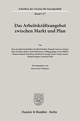 Das Arbeitskräfteangebot zwischen Markt und Plan. (Schriften des Vereins für Socialpolitik, Band 137)