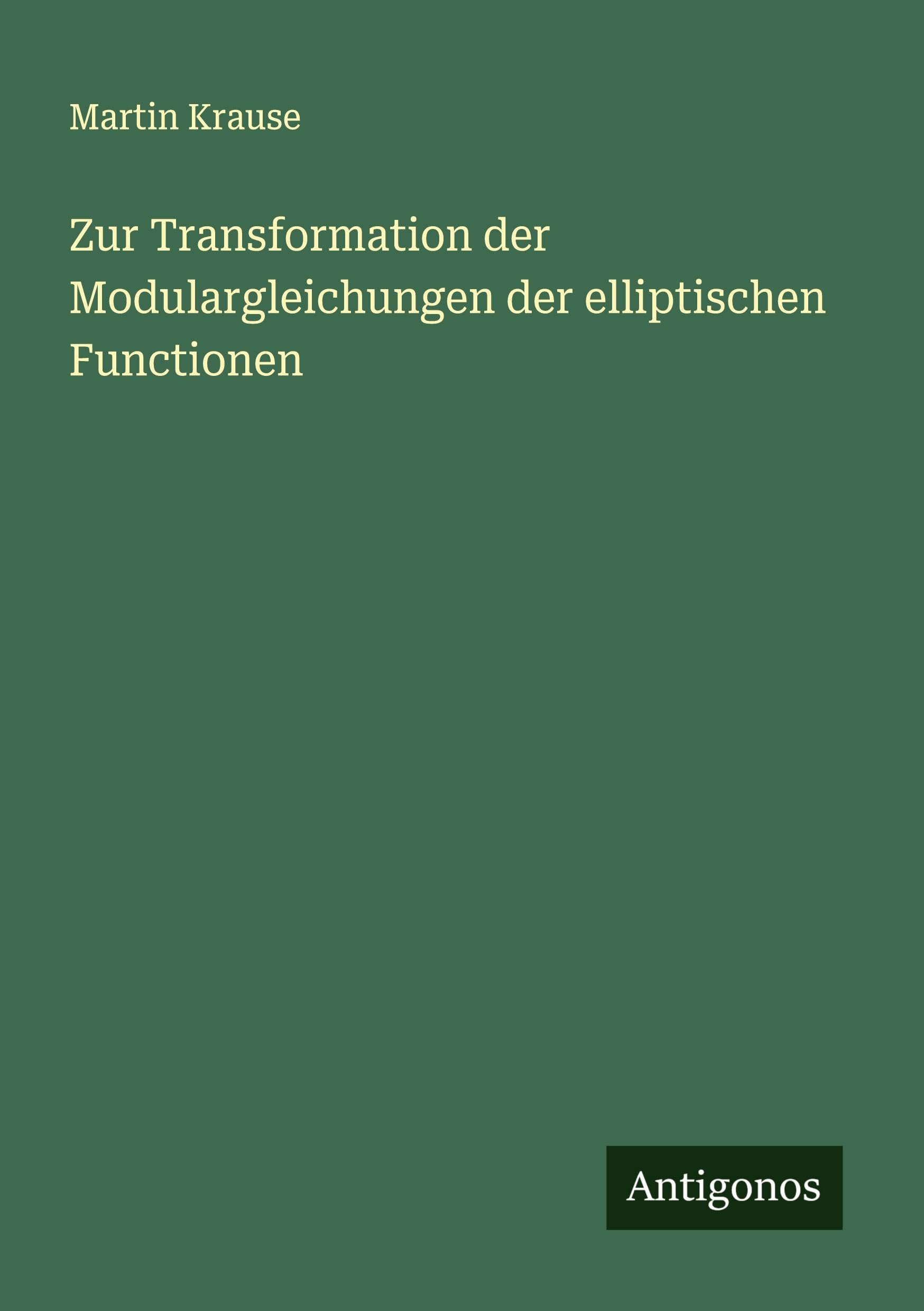 Zur Transformation der Modulargleichungen der elliptischen Functionen