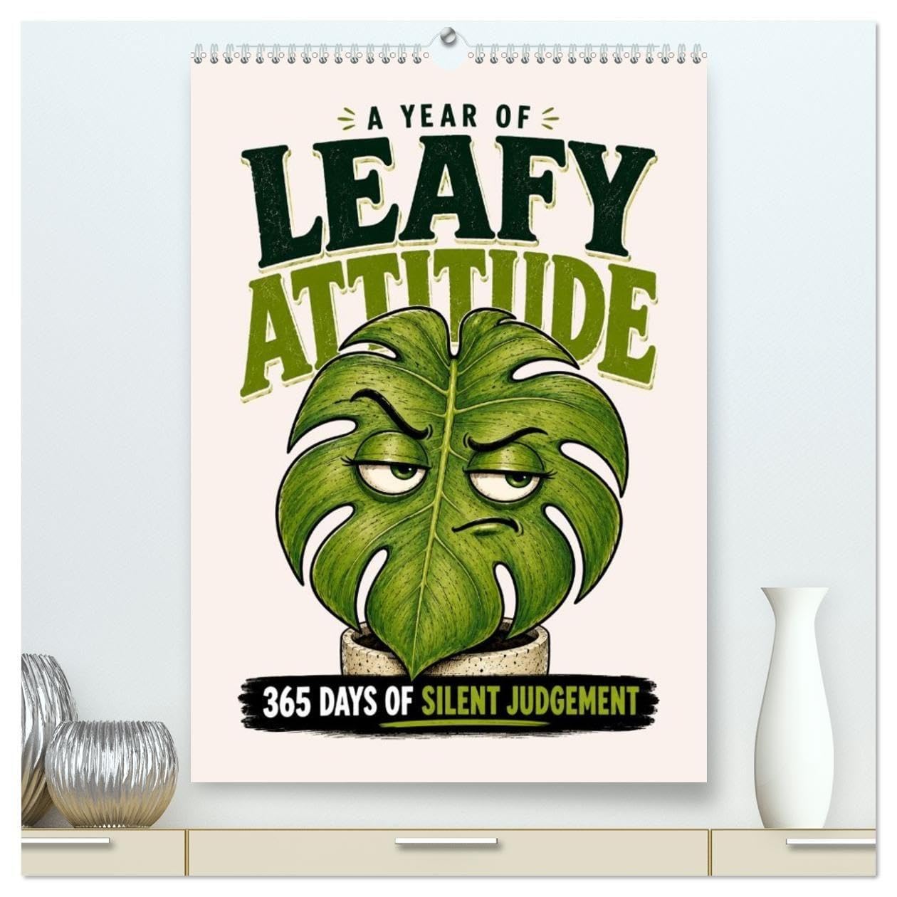 A year of leafy attitude 365 days of silent judgment (High Quality Premium Wall Calendar 2027 DIN A2 portrait),CALVENDO 12 Month Wall Calendar