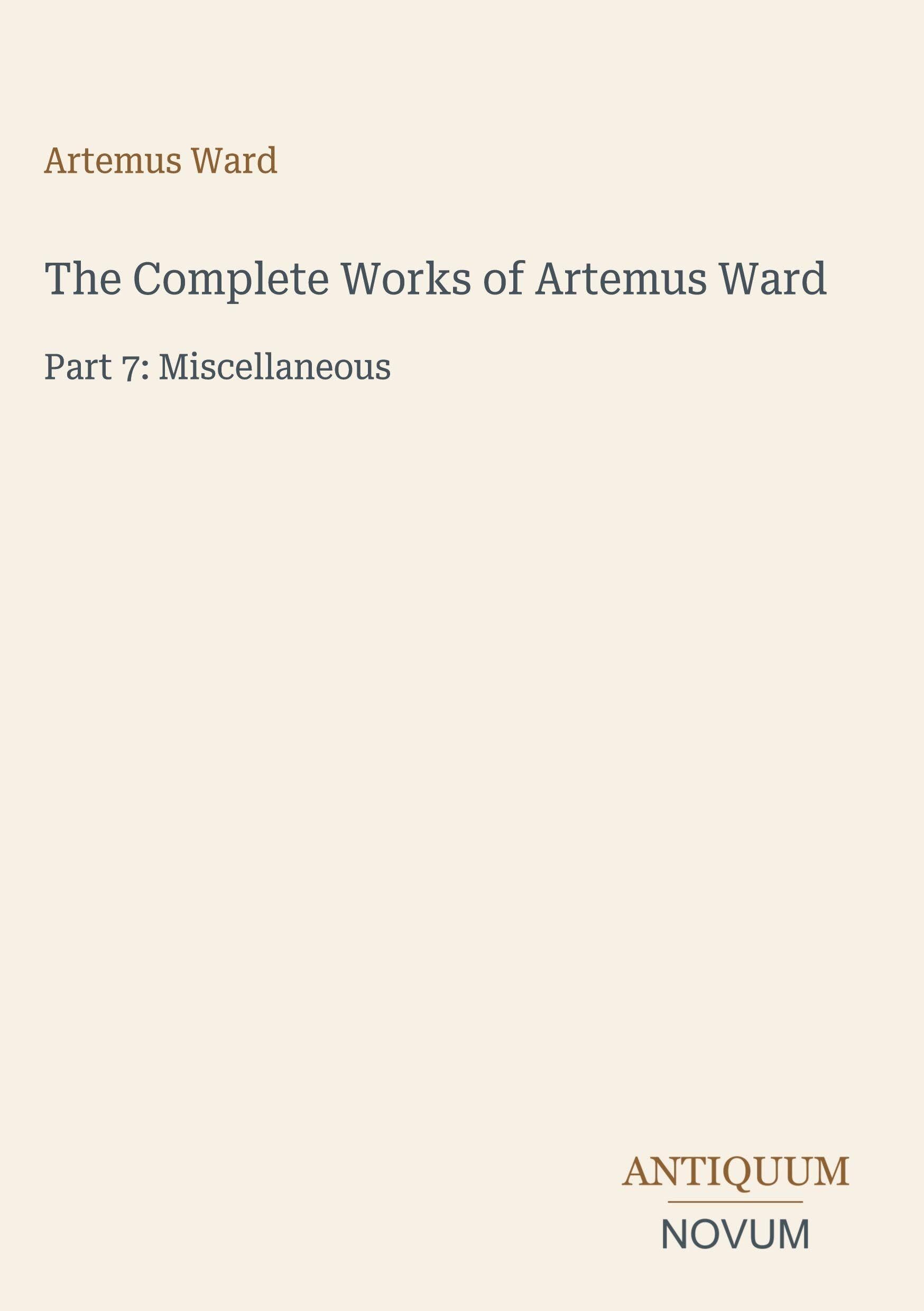 The Complete Works of Artemus Ward