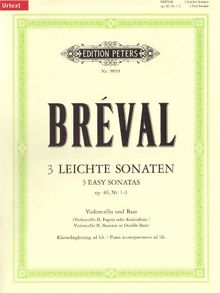 3 leichte Sonaten für Violoncello und Bass op. 40; 1-3 / URTEXT: mit hinzugefügter Klavierbegleitung / Violoncello II, Fagott oder Kontrabass