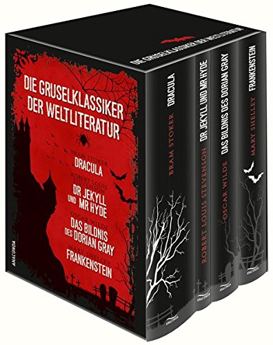 Die-Gruselklassiker-der-Weltliteratur-Frankenstein-Dr-Jekyll-und-r-Hyde-Dracula-Das-Bildnis-des-Dorian-Gray-4-Bände-i-Schuber