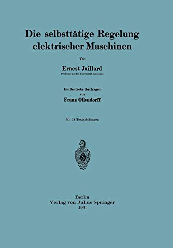 Die Selbsttätige Regelung Elektrischer Maschinen