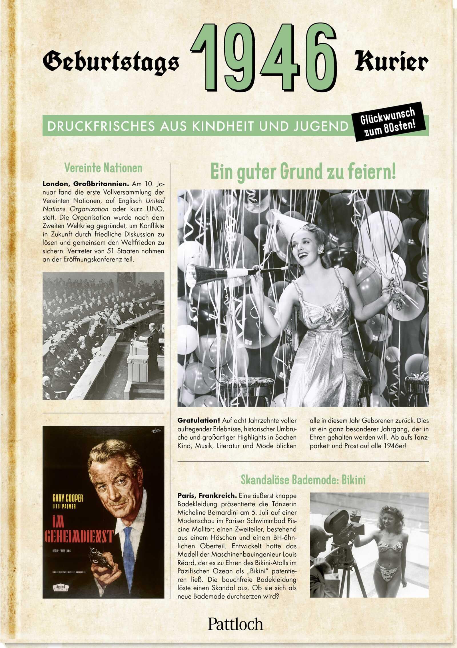 1946 – Geburtstagskurier: Druckfrisches aus Kindheit und Jugend | Zum 80. Geburtstag (Geburtstags-Zeitung)