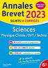 Annales BREVET 2023 - Sciences: Physique-chimie, SVT, Techno ; Sujets et corrigés