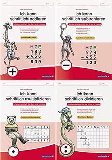 Ich kann schriftlich addieren, subtrahieren, multiplizieren und dividieren im Set: 4 Schülerarbeitshefte für die 3. und 4. Klasse zum selbstständigen Erlernen der schriftlichen Rechenverfahren