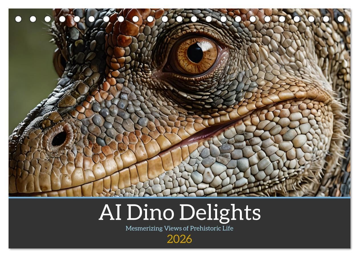 AI Dino Delights Mesmerizing Views of Prehistoric Life (Desk Calendar 2026 DIN A5 landscape), CALVENDO 12 Month DeskCalendar: There are all these ... Brachiosaurus, Mosasaurus, and Stegosaurus.