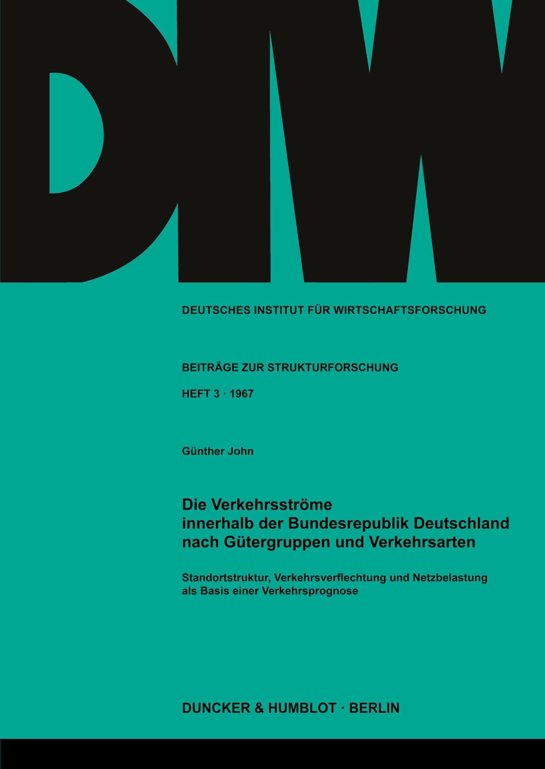Die Verkehrsströme innerhalb der Bundesrepublik Deutschland nach Gütergruppen und Verkehrsarten.