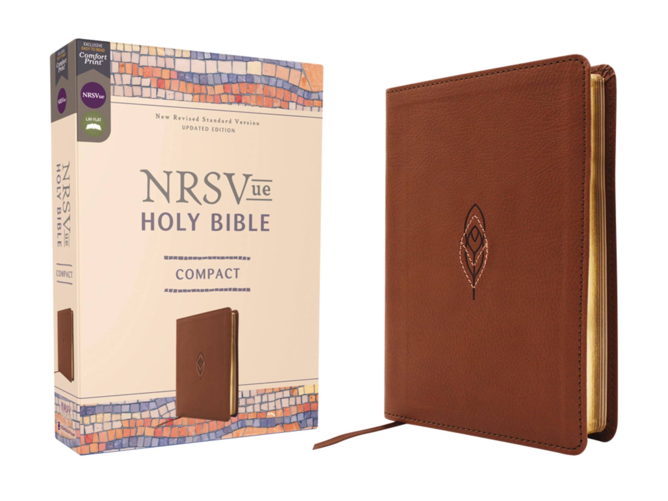 Zondervan NRSVue, Holy Bible, Compact, Leathersoft, Brown, Comfort Print