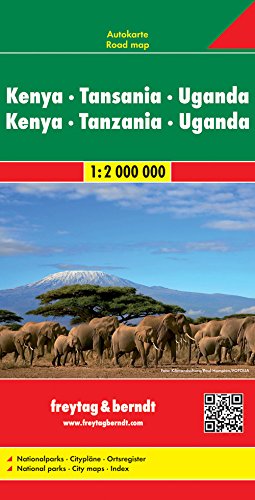 Kenya - Tansania - Uganda - Rwanda, Autokarte 1:2 000 000 (freytag & berndt Auto + Freizeitkarten)