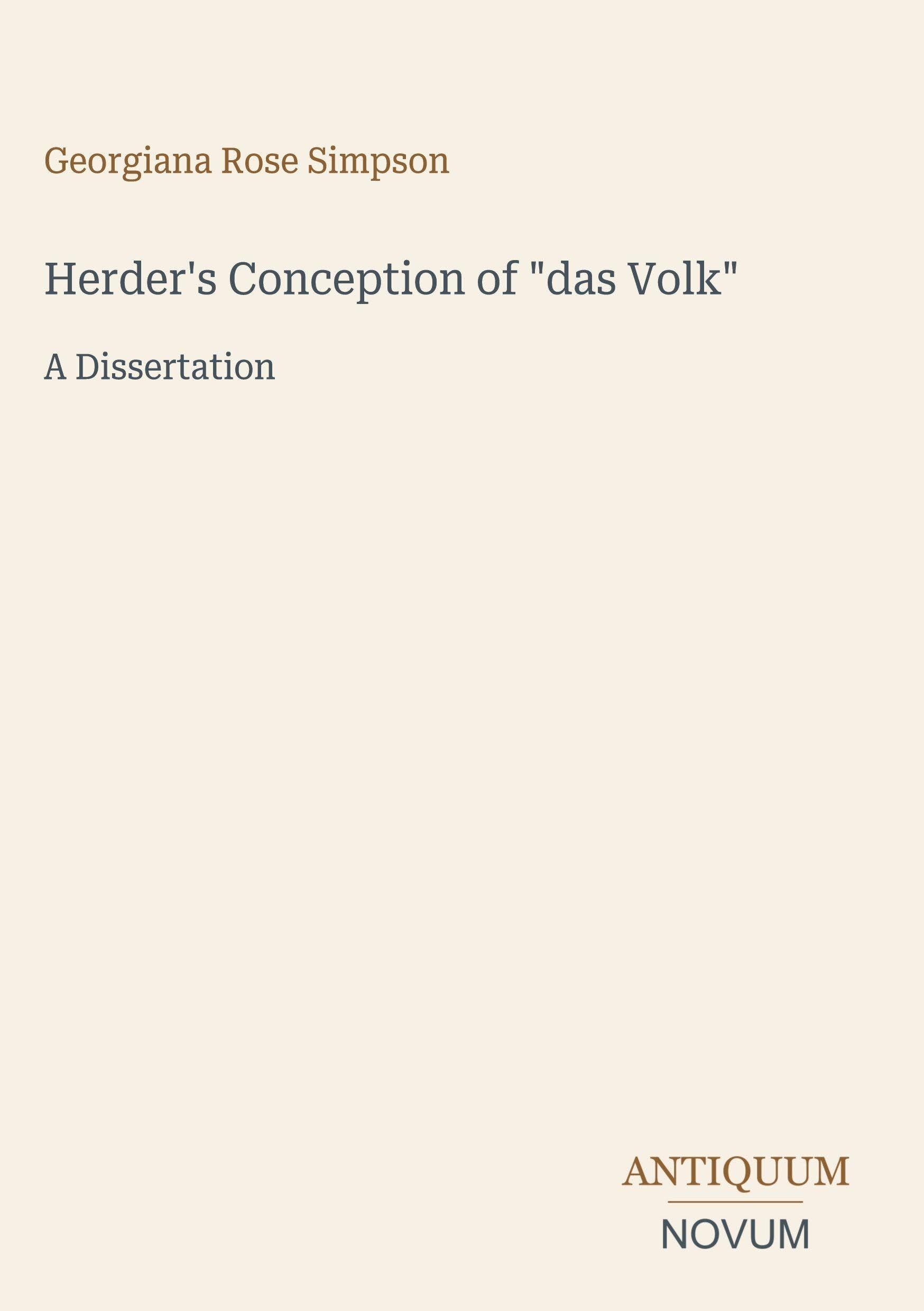 Herder's Conception of das Volk