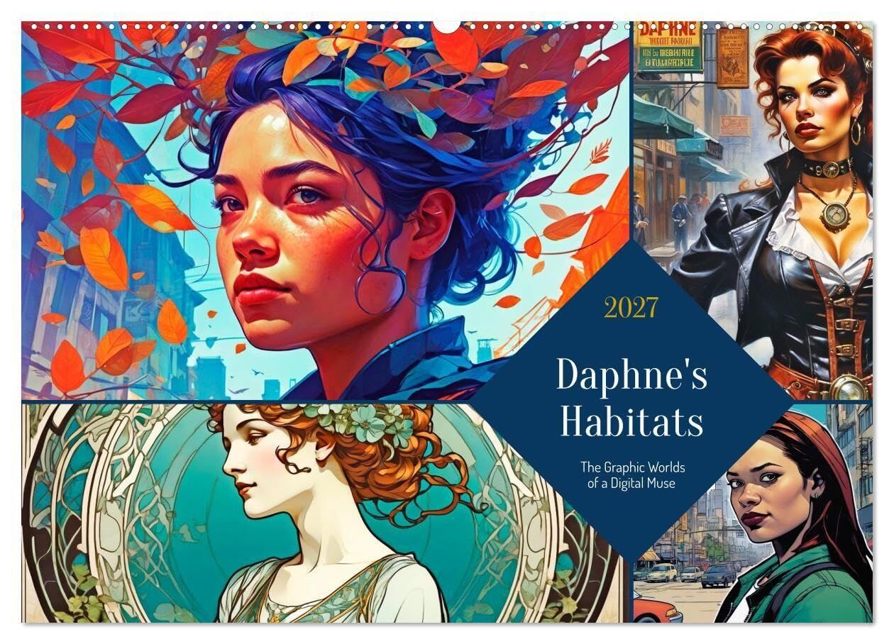 Daphne's Habitats, the Graphic Worlds of a Digital Muse (Wall Calendar 2027 DIN A2 landscape), CALVENDO 12 Month Wall Calendar