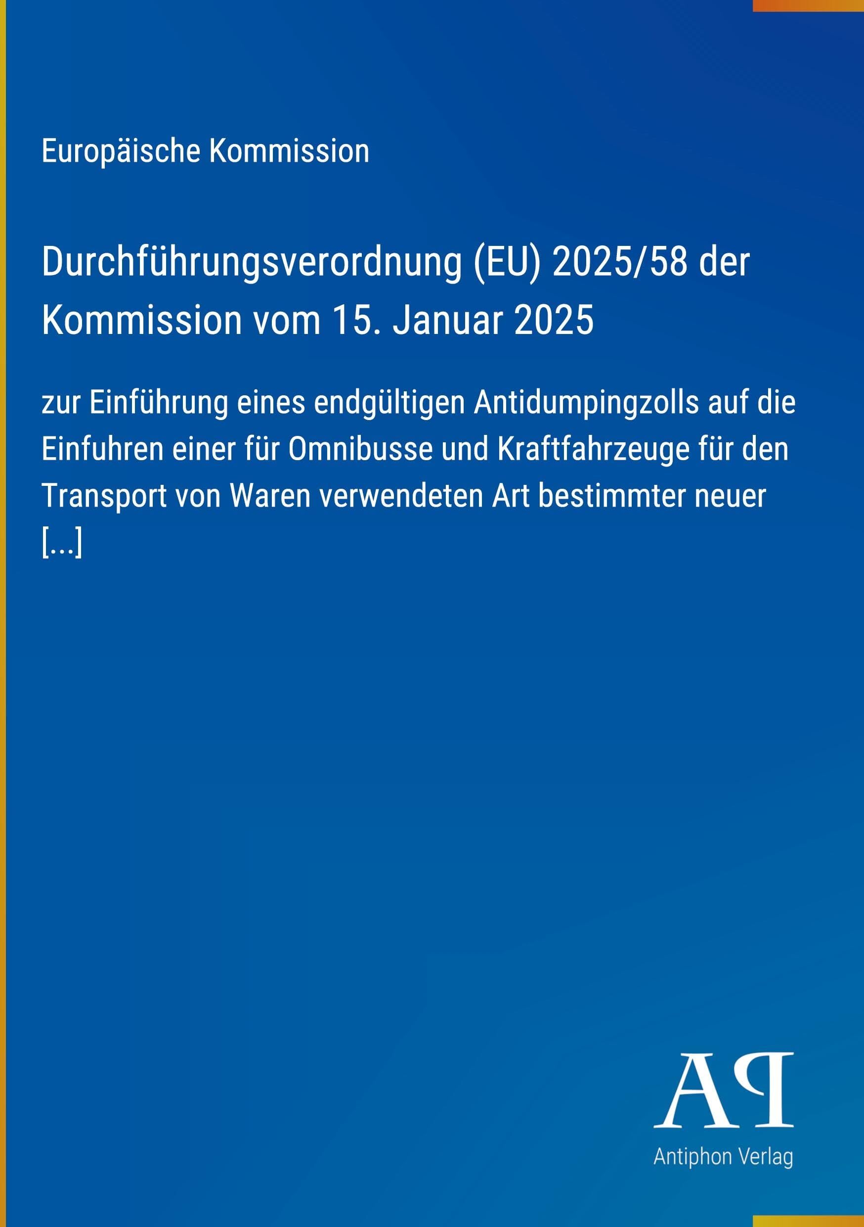 Durchführungsverordnung (EU) 2025/58 der Kommission vom 15. Januar 2025