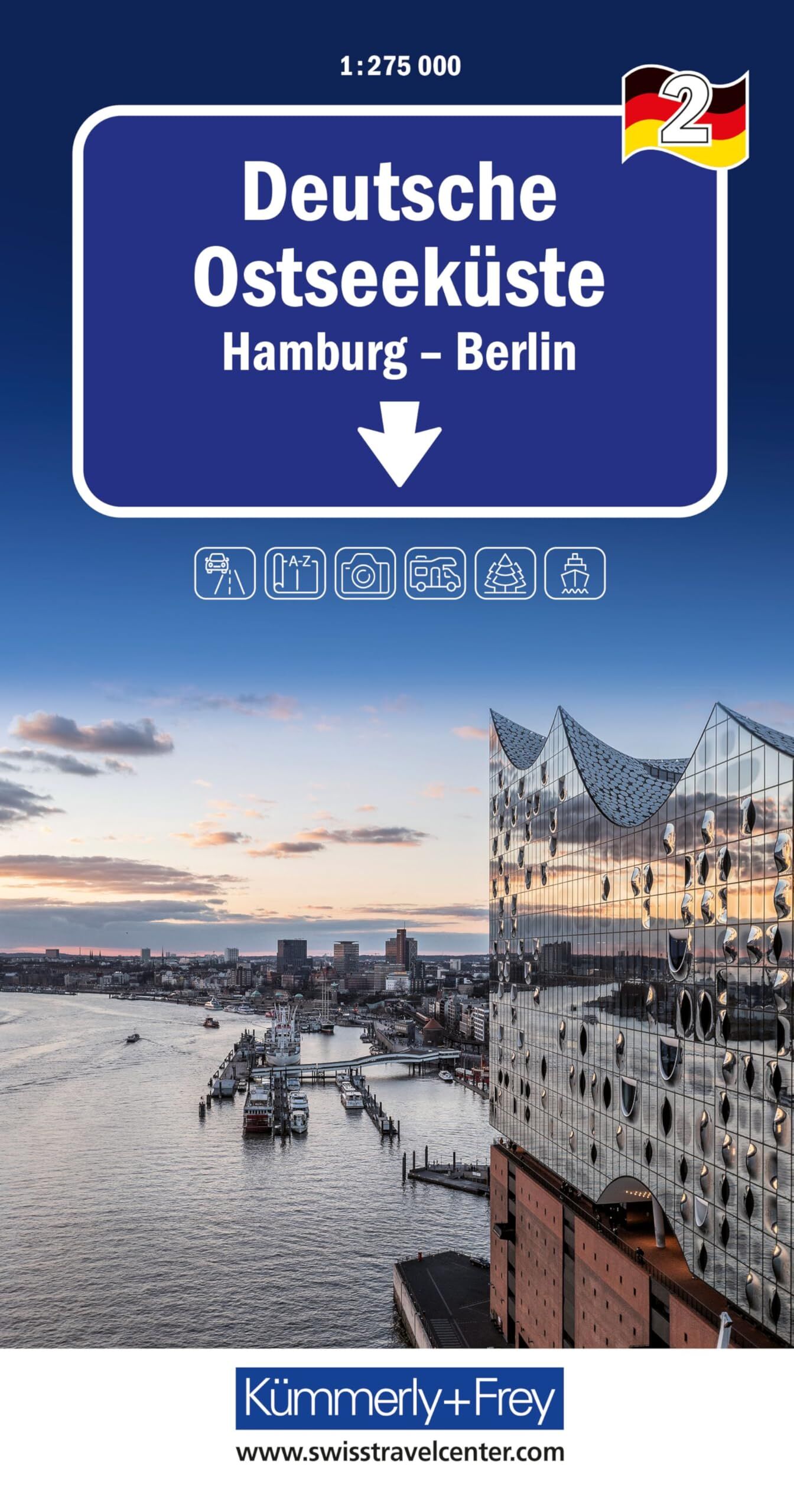 Kümmerly+Frey Regional-Strassenkarte 2 Deutsche Ostseeküste 1:275.000 - Neuware